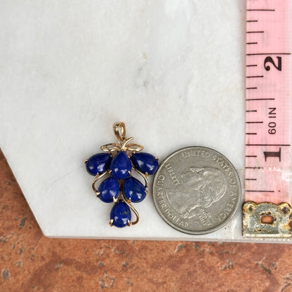 Estate 14KT Yellow Gold Lapis Lazuli Grape Cluster Pendant
