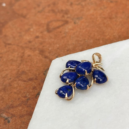 Estate 14KT Yellow Gold Lapis Lazuli Grape Cluster Pendant