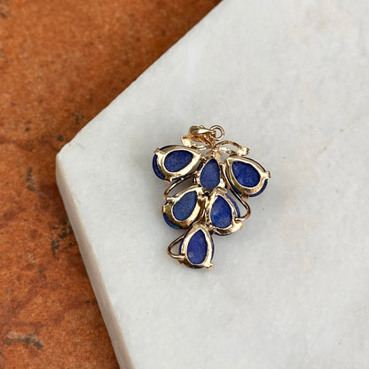 Estate 14KT Yellow Gold Lapis Lazuli Grape Cluster Pendant