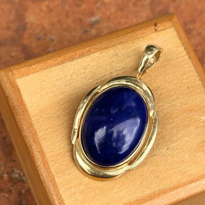 Estate 14KT Yellow Gold Oval Lapis Lazuli Bezel Pendant