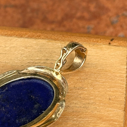 Estate 14KT Yellow Gold Oval Lapis Lazuli Bezel Pendant