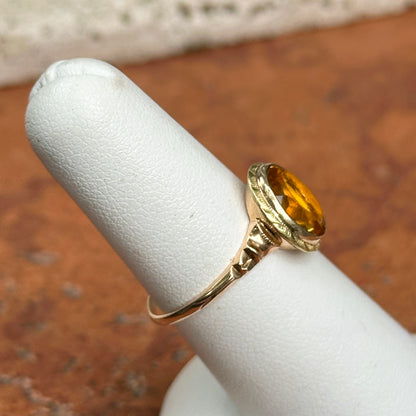 Estate 10KT / 18KT Yellow Gold Oval Citrine Art Deco Ring