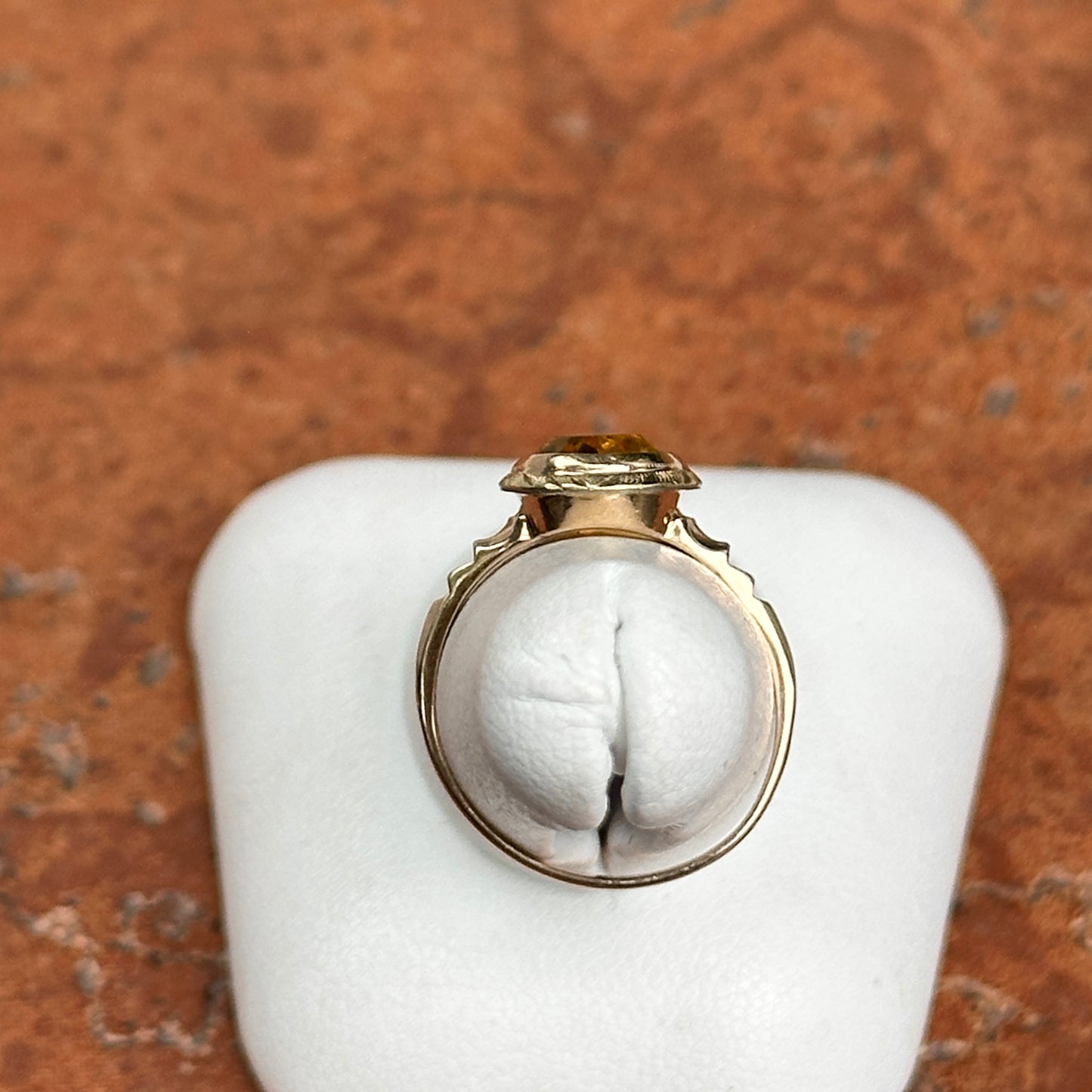 Estate 10KT / 18KT Yellow Gold Oval Citrine Art Deco Ring