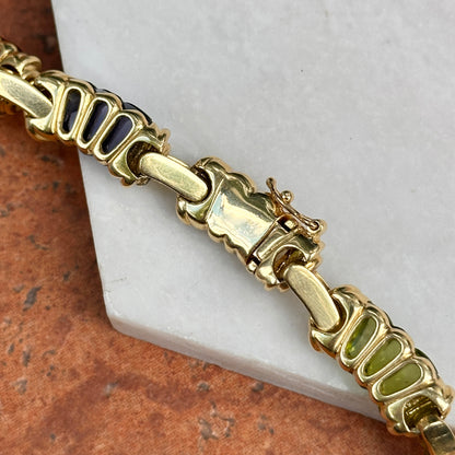 Estate 18KT Yellow Gold Multi-Gemstone Heavy Link Collar Necklace