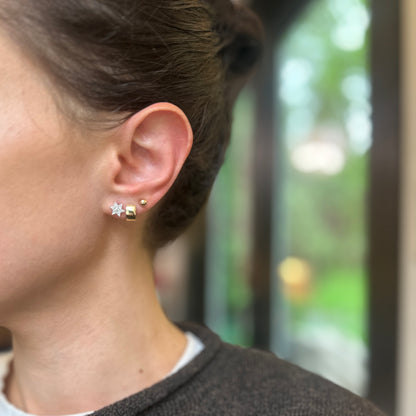 14KT White Gold Pave Diamond Star of David Small Stud Earrings