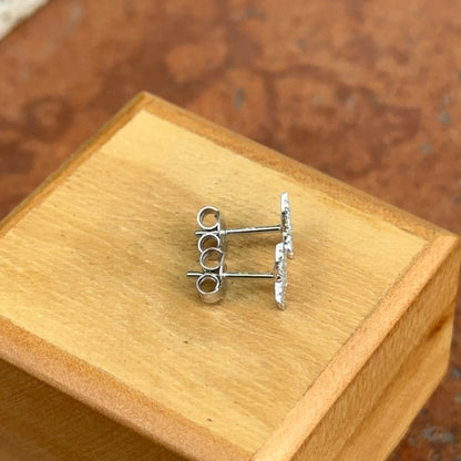 14KT White Gold Pave Diamond Star of David Small Stud Earrings