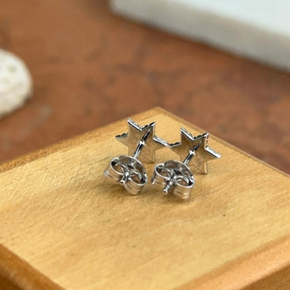 14KT White Gold Pave Diamond Star of David Small Stud Earrings