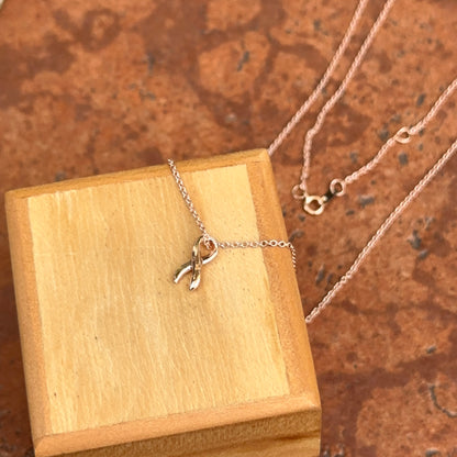 14KT Rose Gold Cancer Awareness Ribbon Pendant Chain Necklace