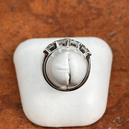 Estate 14KT White Gold Baguette & Round Bezel Set Diamond Band Ring