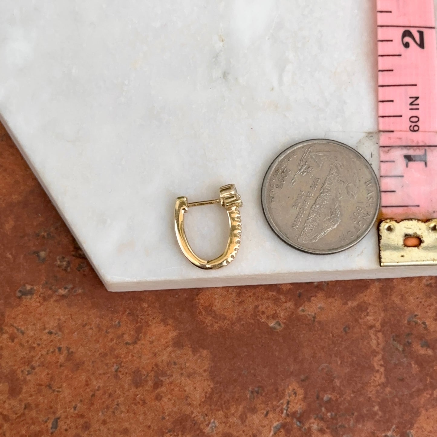 14KT Yellow Gold Mini Diamond Huggie Hoop Earrings