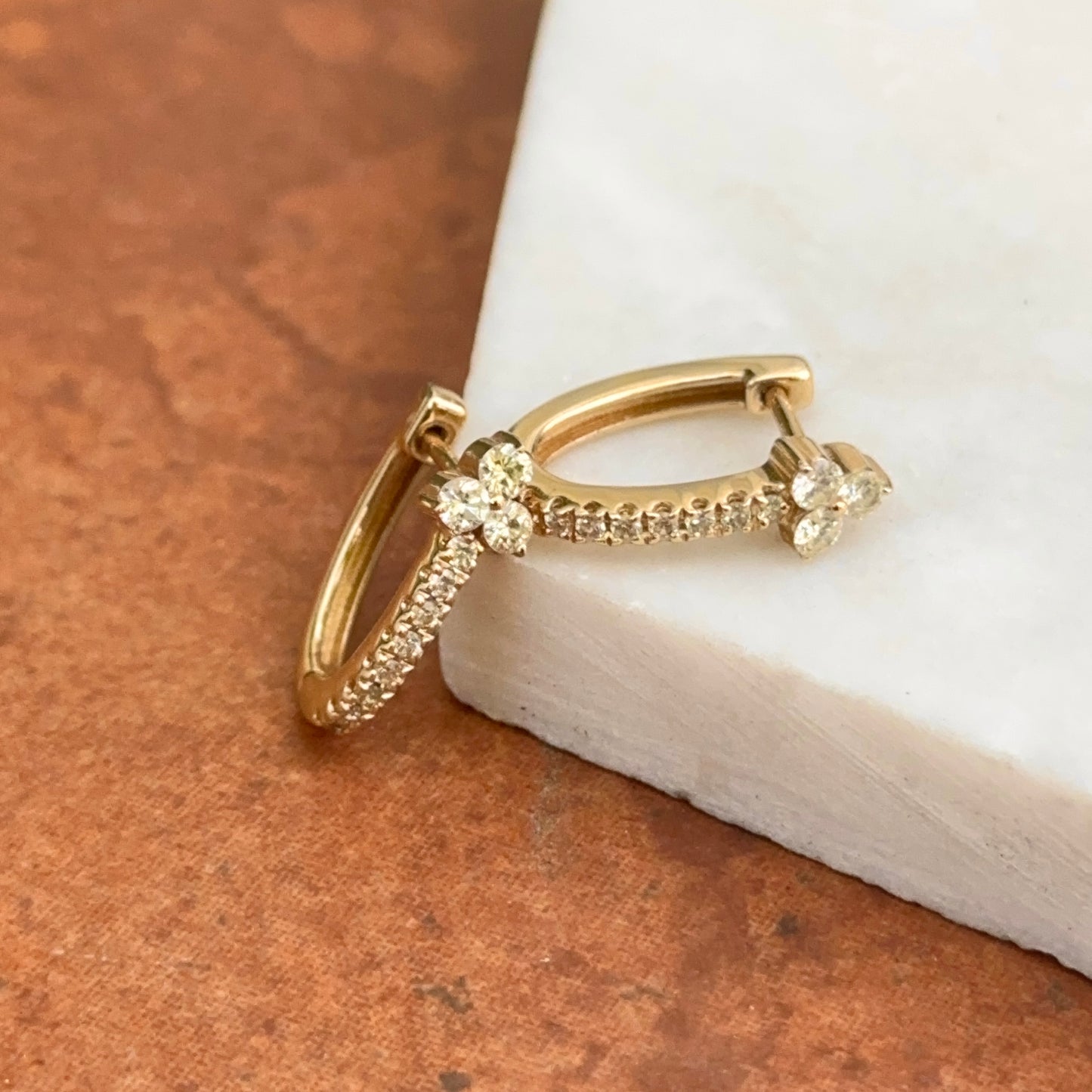 14KT Yellow Gold Mini Diamond Huggie Hoop Earrings