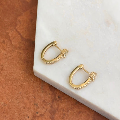 14KT Yellow Gold Mini Diamond Huggie Hoop Earrings