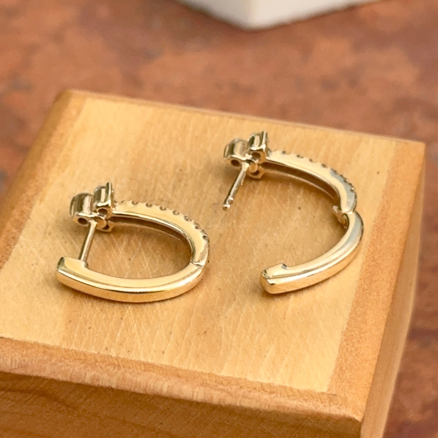 14KT Yellow Gold Mini Diamond Huggie Hoop Earrings