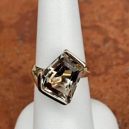 Estate 14KT Yellow Gold Fantasy Cut Asymmetrical Gemstone Ring