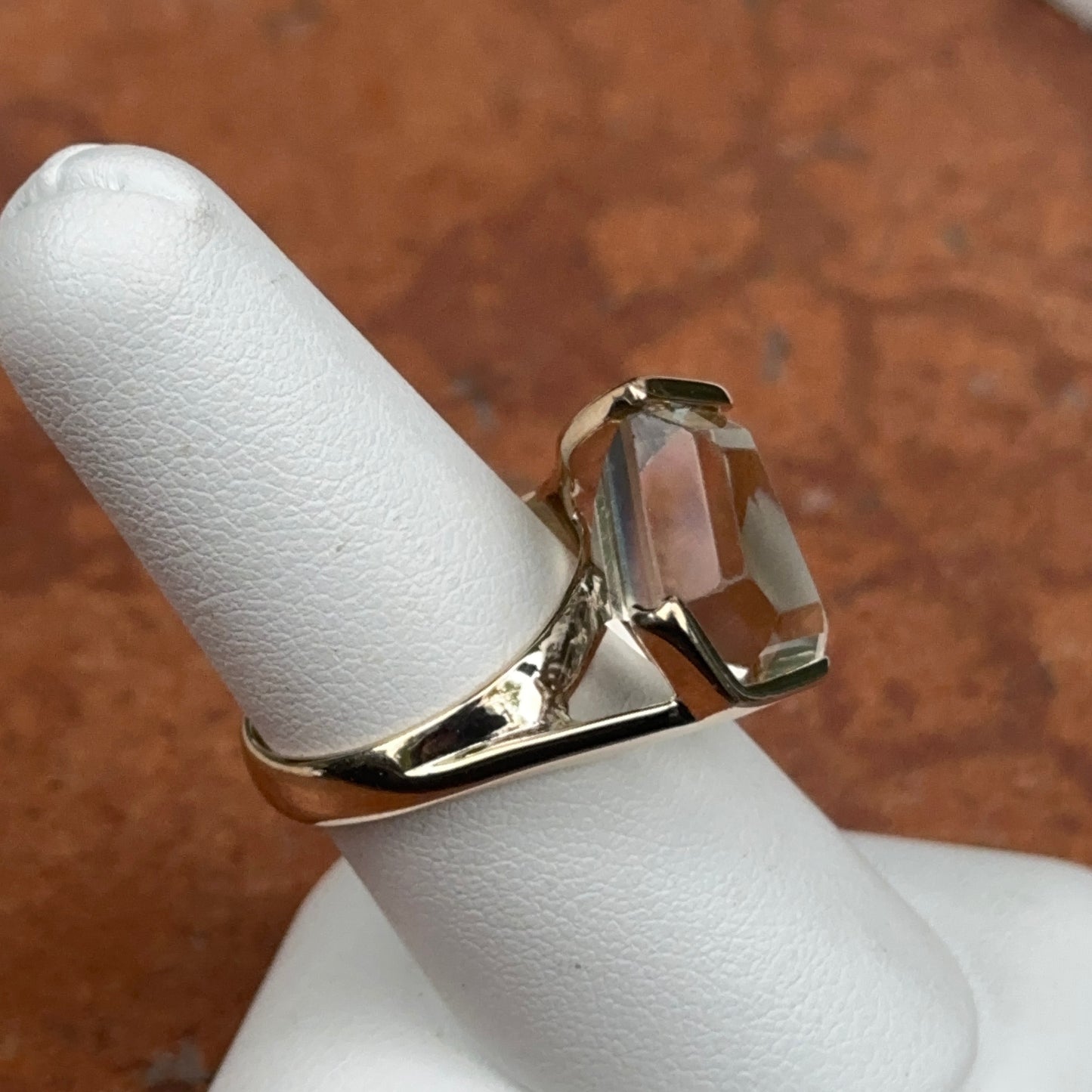 Estate 14KT Yellow Gold Fantasy Cut Asymmetrical Gemstone Ring