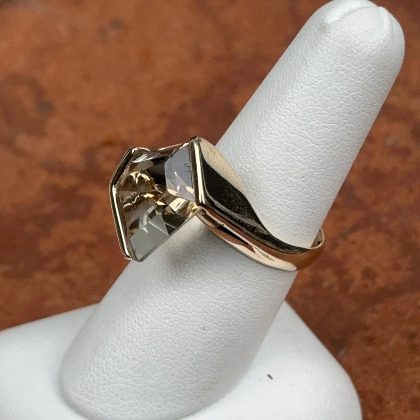 Estate 14KT Yellow Gold Fantasy Cut Asymmetrical Gemstone Ring