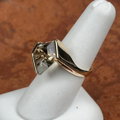 Estate 14KT Yellow Gold Fantasy Cut Asymmetrical Gemstone Ring