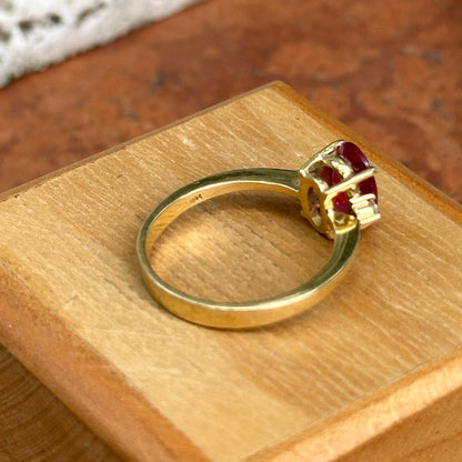 Estate 18KT Yellow Gold Oval Pink Tourmaline + Diamond Ring