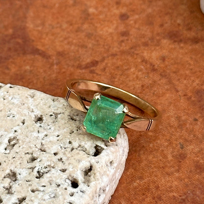 Estate 14KT Yellow Gold Emerald-Cut Emerald Ring