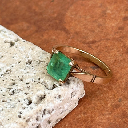 Estate 14KT Yellow Gold Emerald-Cut Emerald Ring