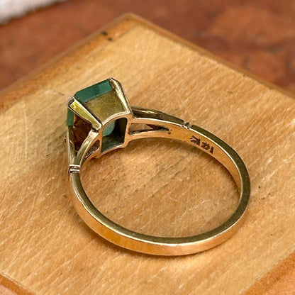 Estate 14KT Yellow Gold Emerald-Cut Emerald Ring