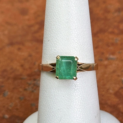 Estate 14KT Yellow Gold Emerald-Cut Emerald Ring