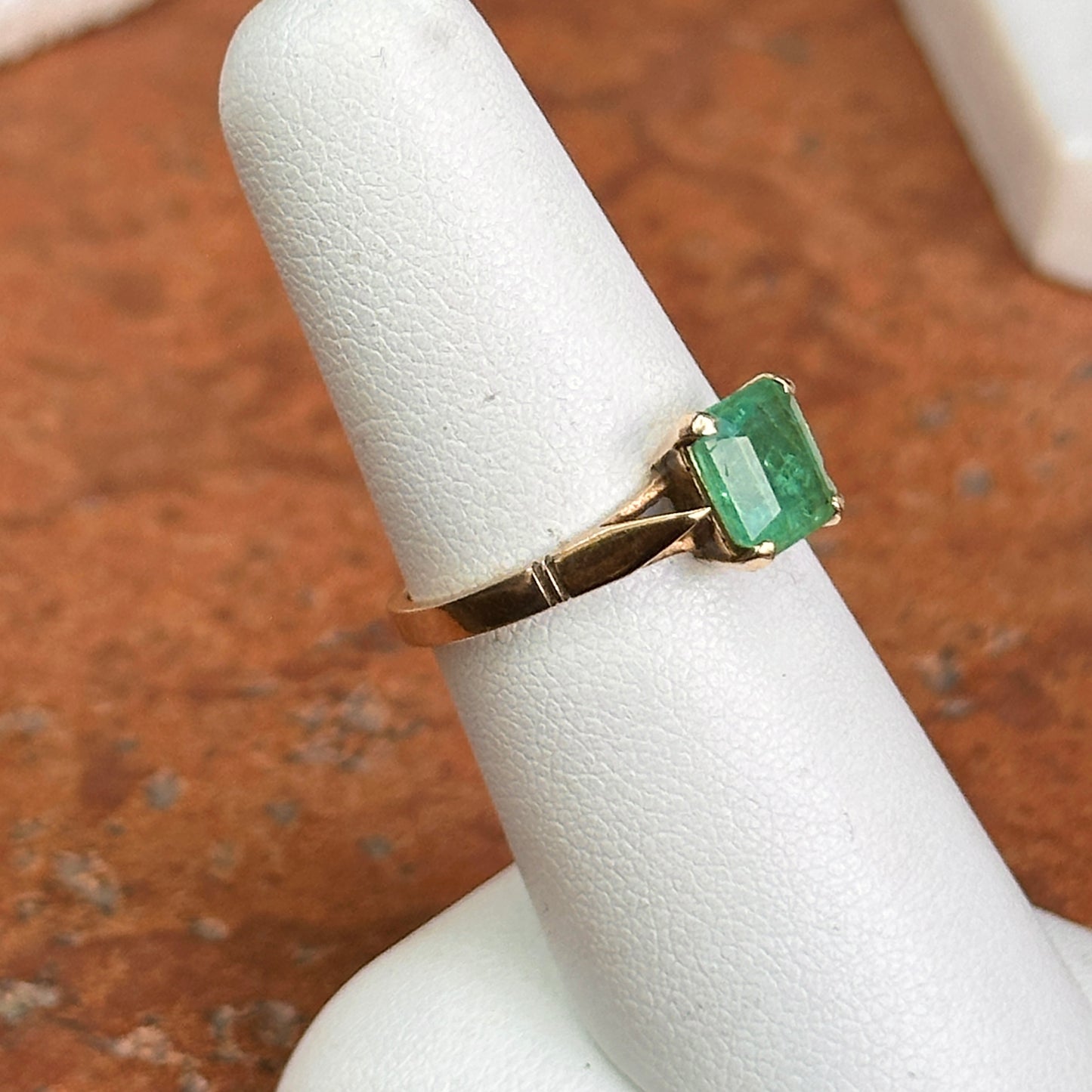 Estate 14KT Yellow Gold Emerald-Cut Emerald Ring