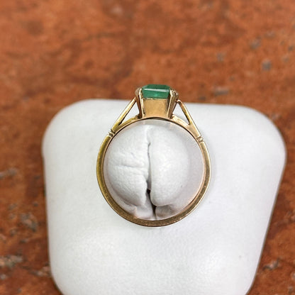 Estate 14KT Yellow Gold Emerald-Cut Emerald Ring