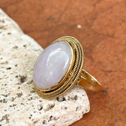 Estate 14KT Yellow Gold Oval Lavender Jade Ring