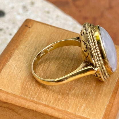Estate 14KT Yellow Gold Oval Lavender Jade Ring