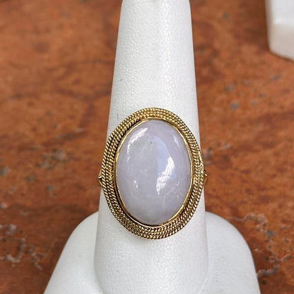 Estate 14KT Yellow Gold Oval Lavender Jade Ring