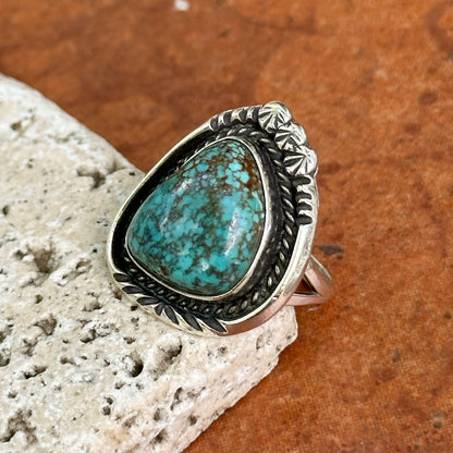 Estate Silver Triangular Turquoise Ring