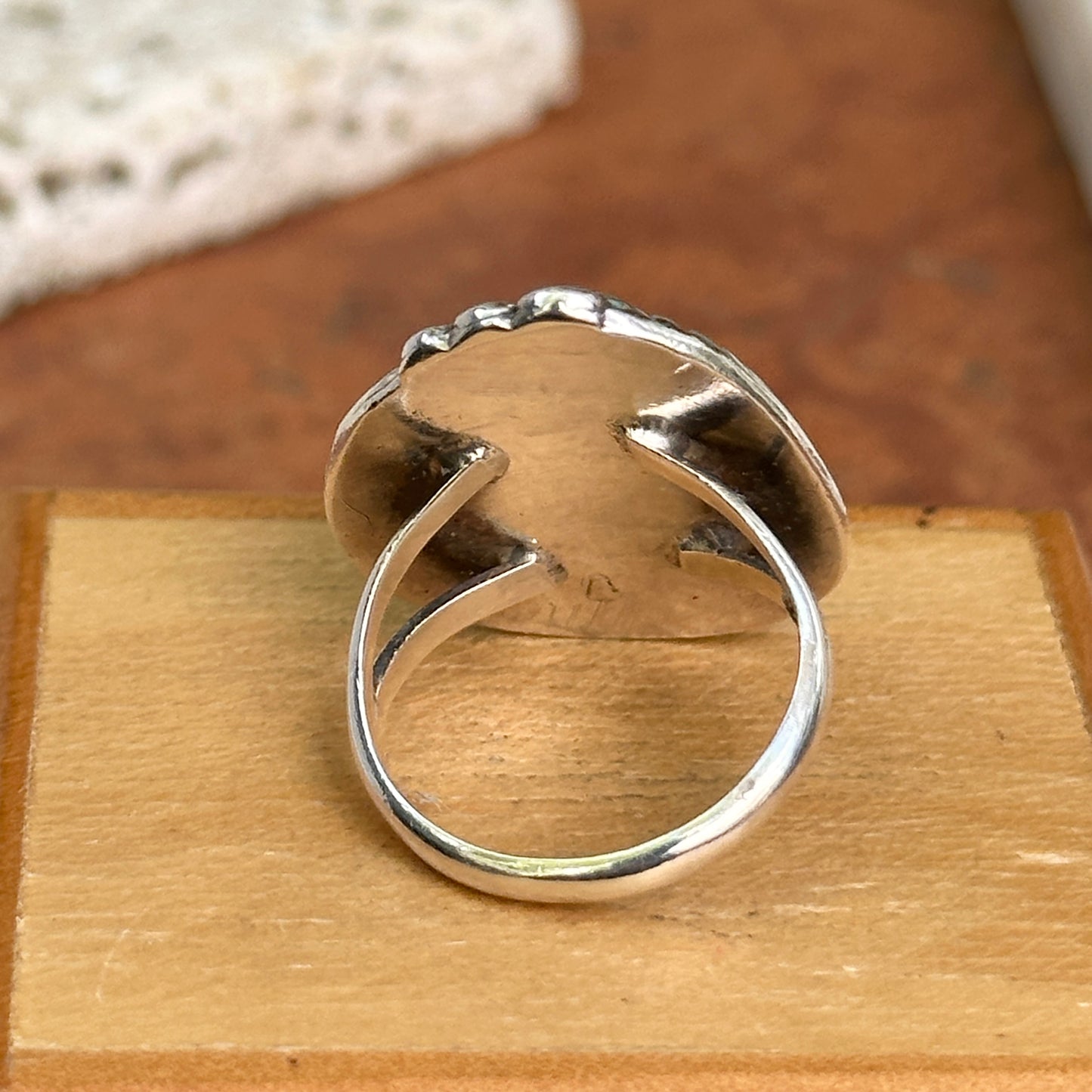 Estate Silver Triangular Turquoise Ring