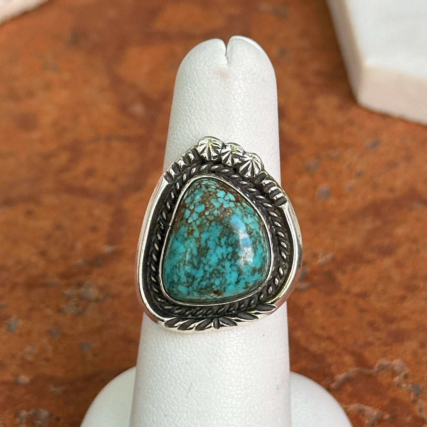 Estate Silver Triangular Turquoise Ring