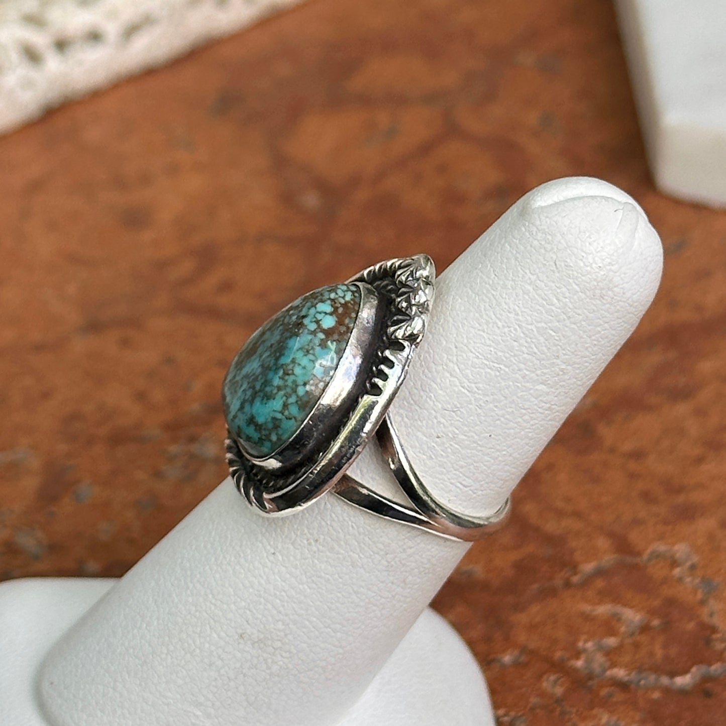 Estate Silver Triangular Turquoise Ring
