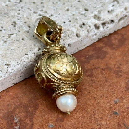 Estate 18KT Yellow Gold Carved Mother of Pearl Intaglio Pendant Enhancer