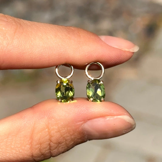 14KT Yellow Gold Oval Peridot Earring Charms