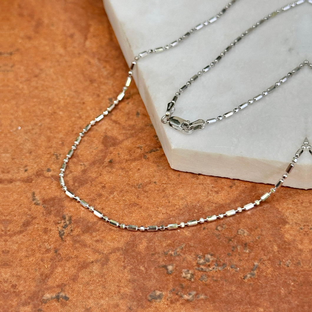 14KT White Gold Alternating Bead Chain Necklace