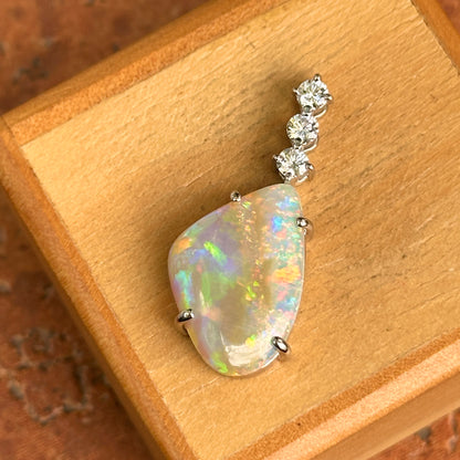 Estate Platinum Abstract Opal + Diamond Pendant Slide