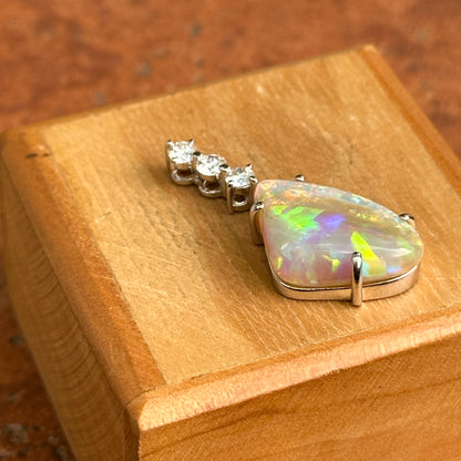 Estate Platinum Abstract Opal + Diamond Pendant Slide