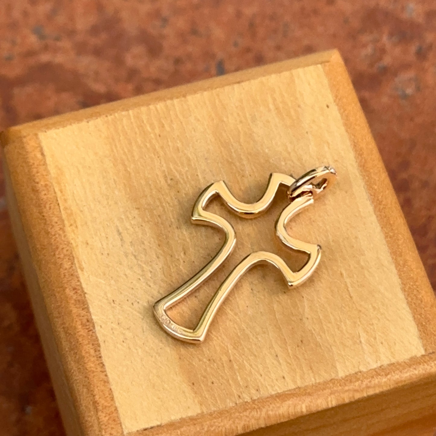 Estate 14KT Rose Gold Pave Diamond Cross Pendant Charm