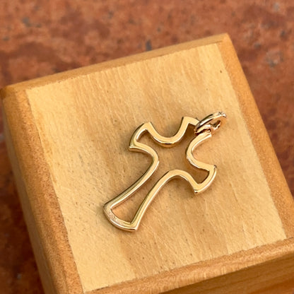 Estate 14KT Rose Gold Pave Diamond Cross Pendant Charm