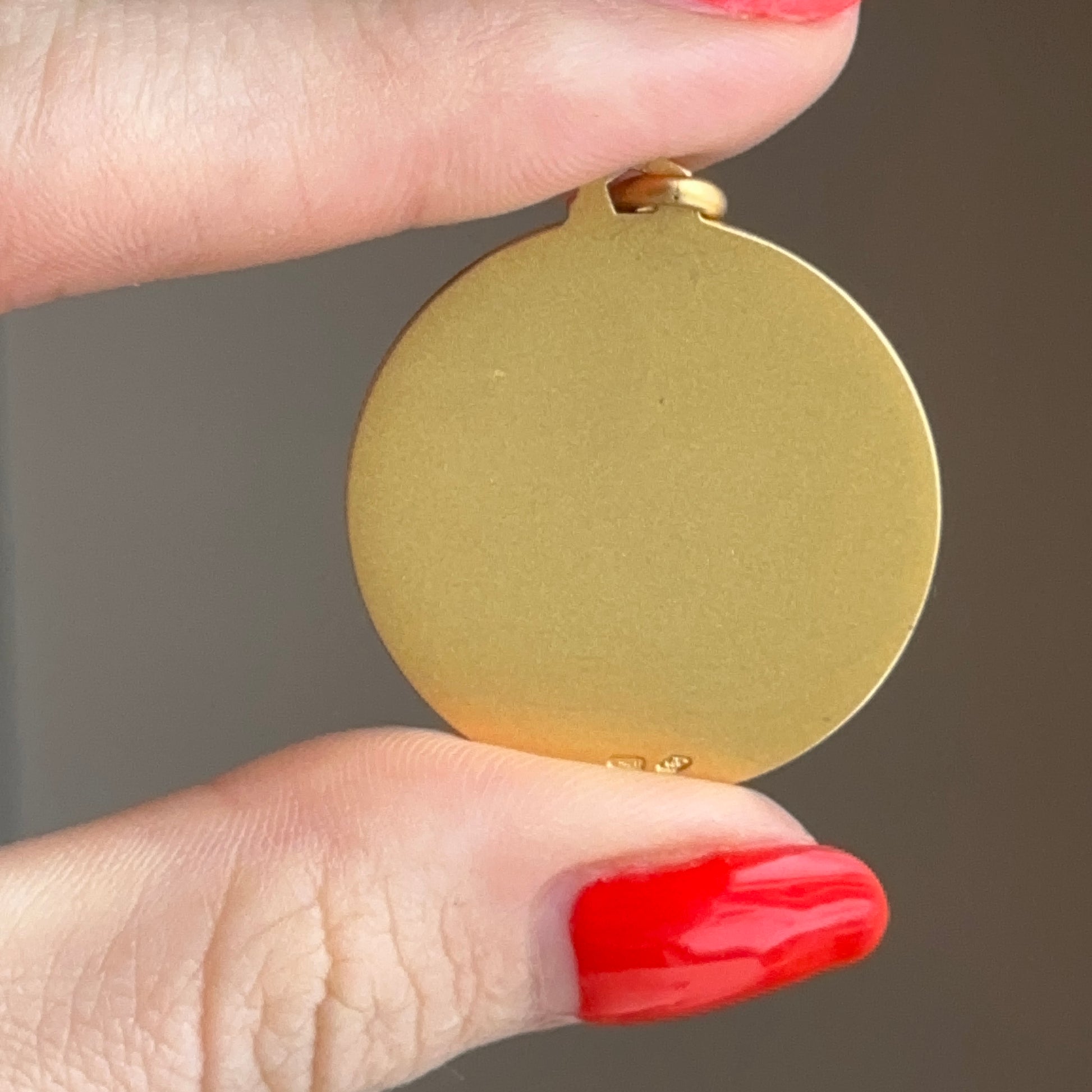 14KT Yellow Gold The Three Graces Matte Gold Medal Pendant 30mm - LSJ