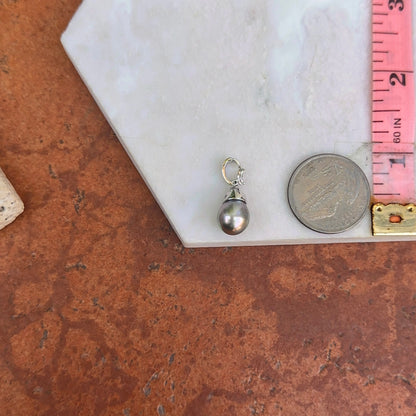 14KT White Gold Diamond + Tahitian Gray Pearl Pendant Enhancer