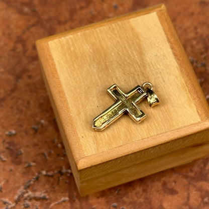 Estate 14KT Yellow Gold 3-Piece Green Jade Cross Pendant