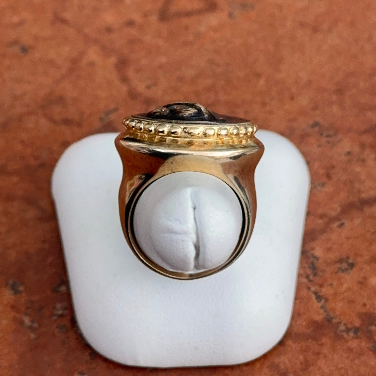 Estate 14KT Yellow Gold Plated Bezel Replica Bronze Sterling Silver Coin Ring