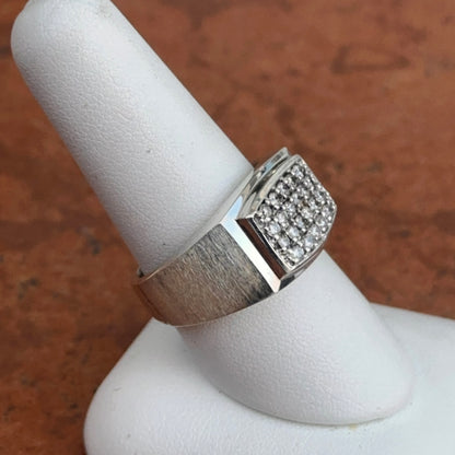 Estate Sterling Silver Diamond Cluster Band Ring Mens 8.75