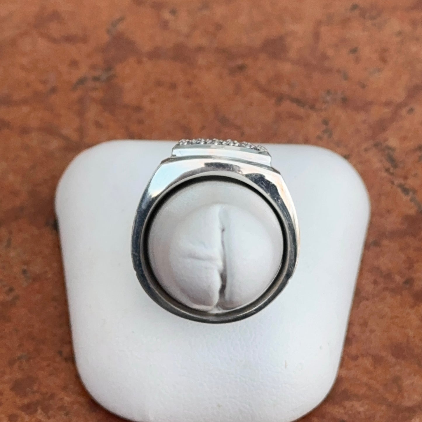 Estate Sterling Silver Diamond Cluster Band Ring Mens 8.75