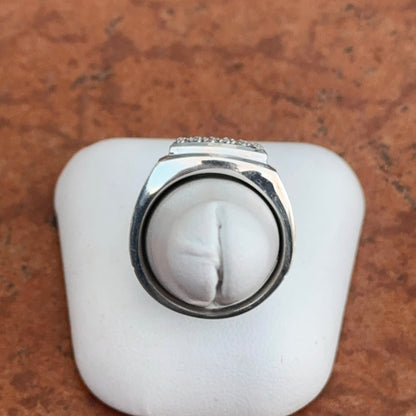 Estate Sterling Silver Diamond Cluster Band Ring Mens 8.75