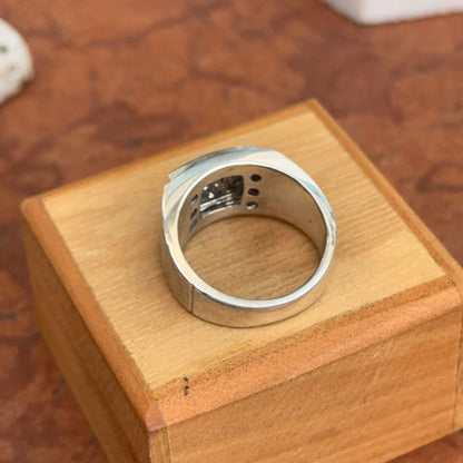 Estate Sterling Silver Diamond Cluster Band Ring Mens 8.75